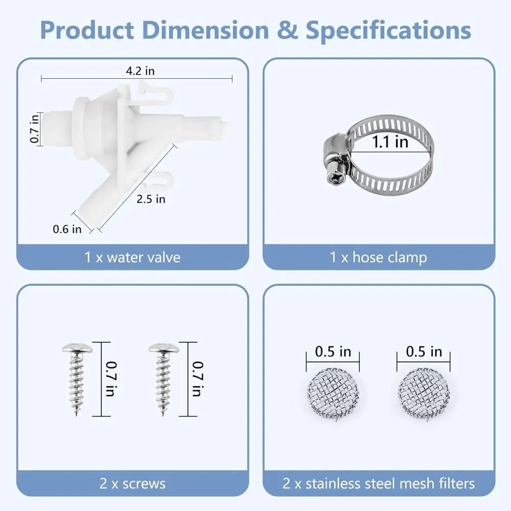 Stainless Steel RV toilet valve kit 385311641 DIY water valve kit Spare Parts Increased Freeze Resistance for 385311641/Dometic