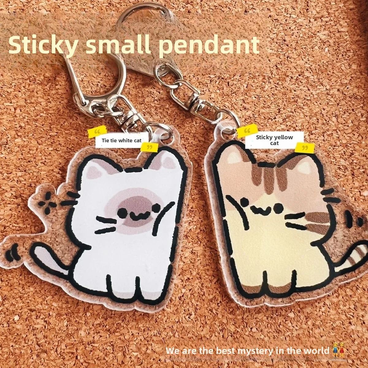 BFF Cat Keychain HD Acrylic Besties Gift Cute Backpack Charm Friendship Token Lightweight
