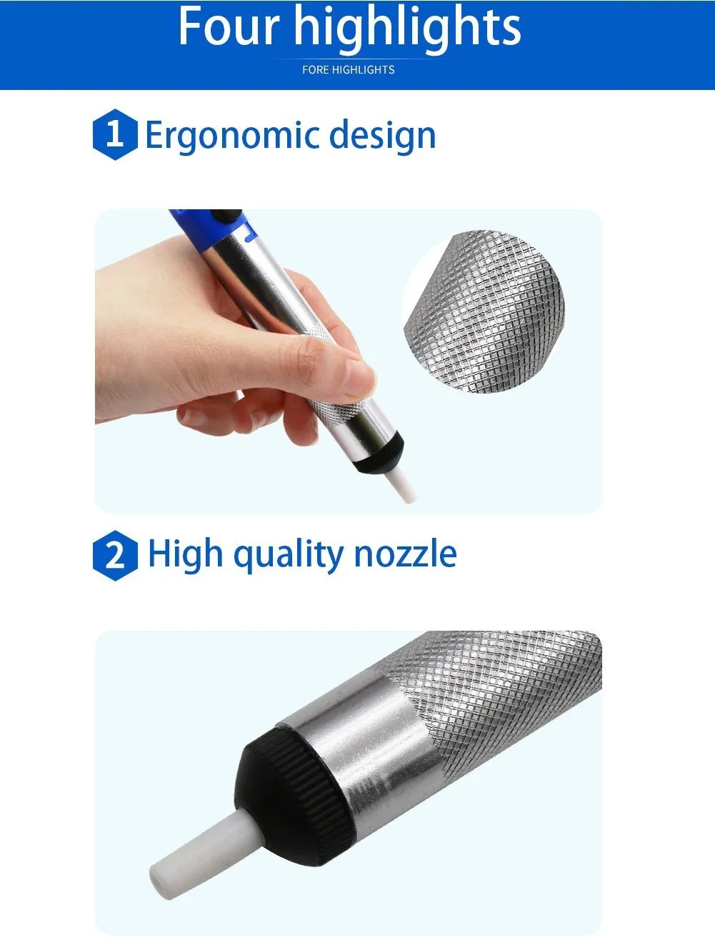 Aluminium Metall Entlöt pumpe Saug zinn Pistole Löten Sauger Stift Entfernung Vakuum Lötkolben Ent löser Hands ch weißen – Detail 3