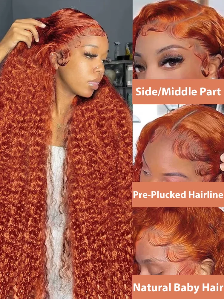 13×4 7×5 Ginger Wigs Human Hair Glueless Ginger Hd Lace Wig 13X6 Human Hair Water Wave Curly Vietnamese Deep Wave Hair Original 5
