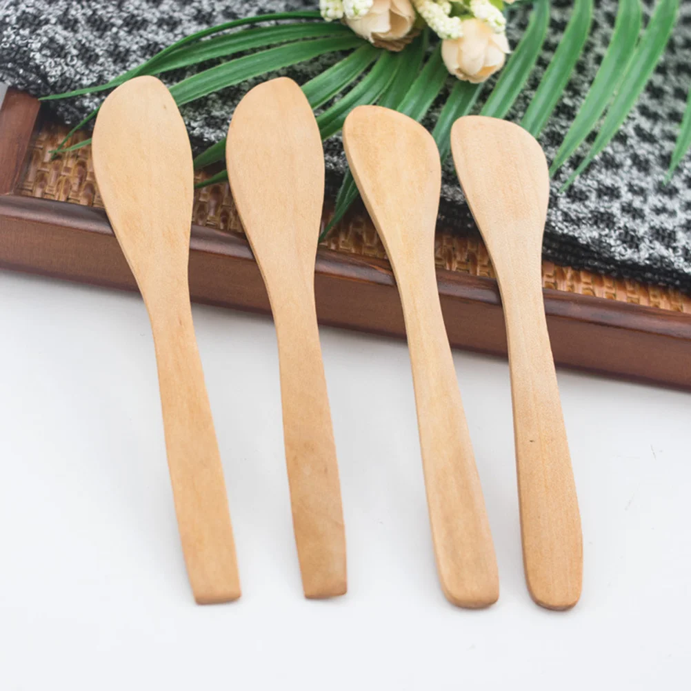 4 Pcs Natural Lotus Wood Bread Butter Jam Knives Home Kitchen Supply Spreading Tool for Peanut Cream Mustard Mayonnaise