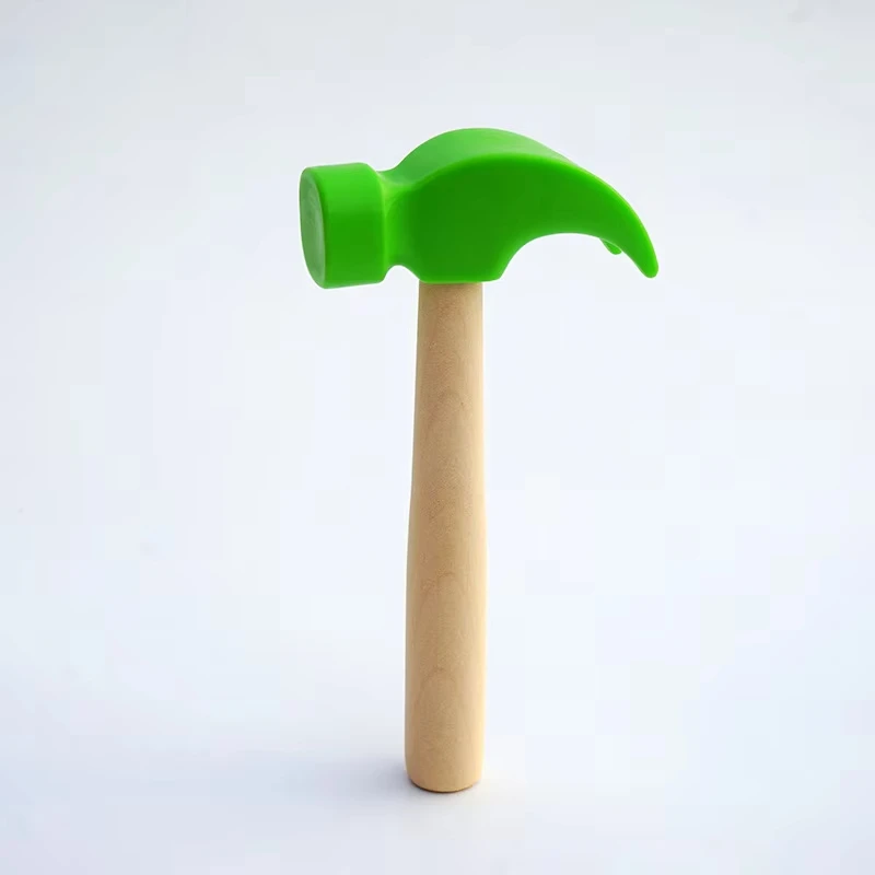 Children's simulation hammer wooden handle solid hammer toy beat repair tool mini wooden hammer solid PP plastic super strong 2