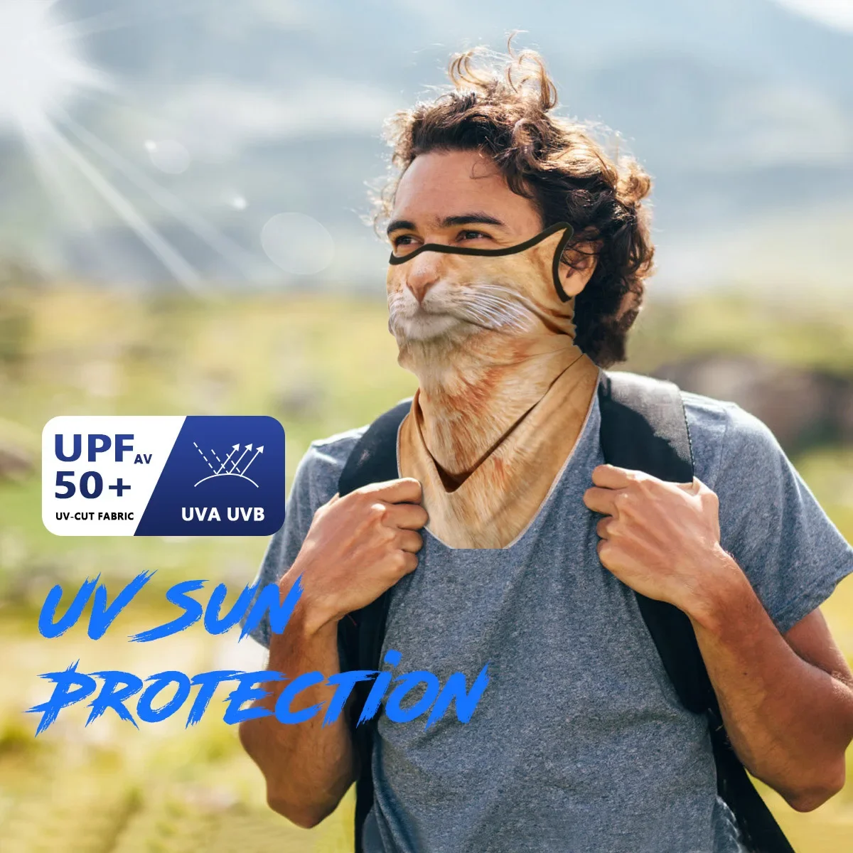 Sport Scarf Animals Patterns Breathable Anti-UV Windproof Hanging Ear Face Mask Neck Gaiter Outdoor Hiking Fishing Bandana Men