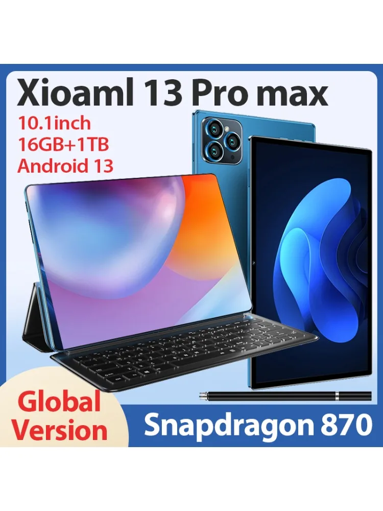 2024 오리지널 Mi 13promax 태블릿 PC, HD 4K Mi 패드, 스냅드래곤 870 태블릿, 글로벌 버전, 안드로이드 13, 듀얼 SIM 카드, 5G 태블릿 