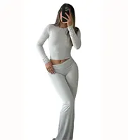 Women's Yoga Two-Piece Set Long-Sleeve Wide-Leg Activewear Set Casual Home Yoga Set Coordinated Set - Image 4