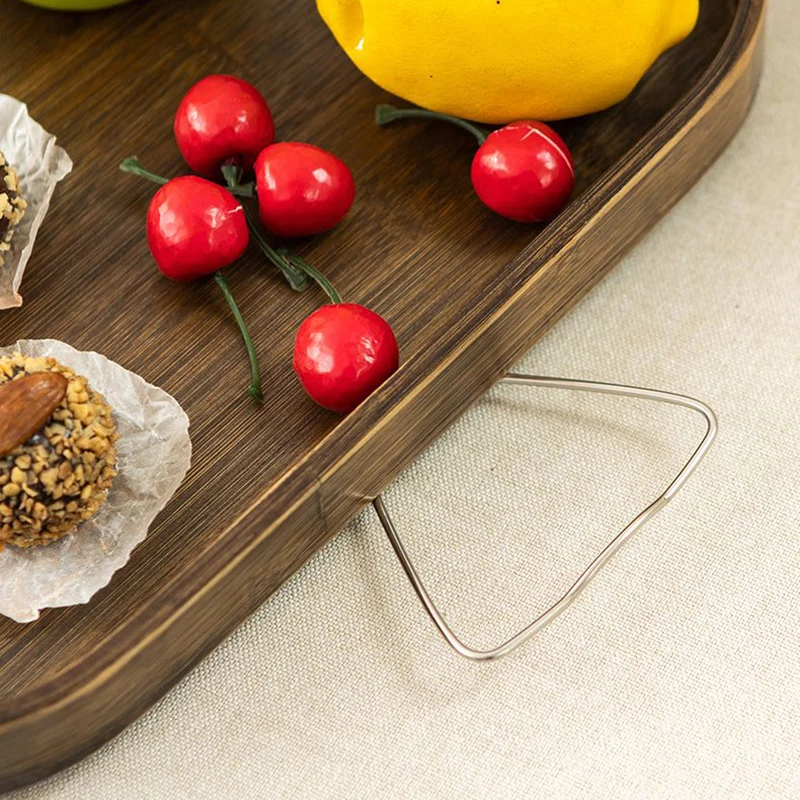 Sofa Side Table Home Creative Bamboo Sofa Handrail Tray Round Tea Tray Hotel Desserts Fruit Bamboo Wooden Small Storage
