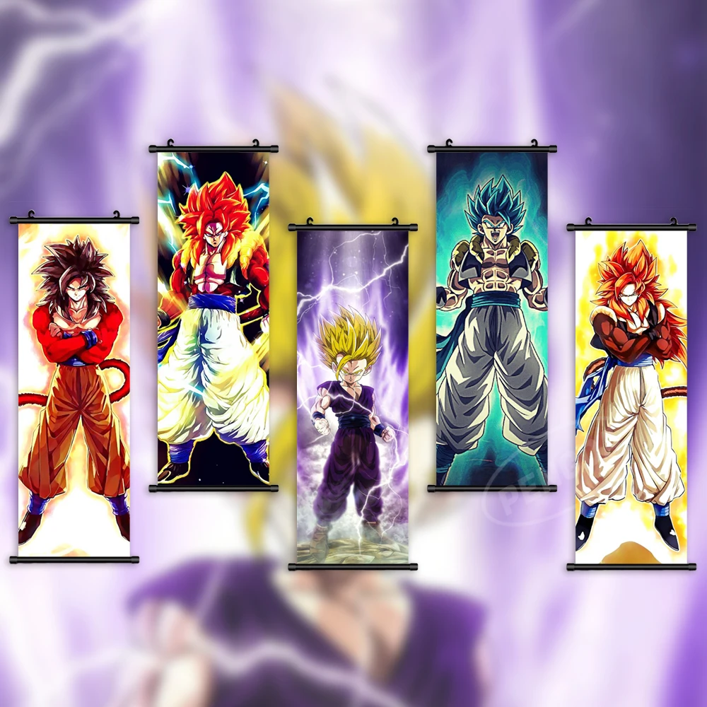 

Canvas Home Decoration Anime Picture Dragon Ball Print Super Saiyan Poster Wall Art Scroll Hanging Painting Bedside Background