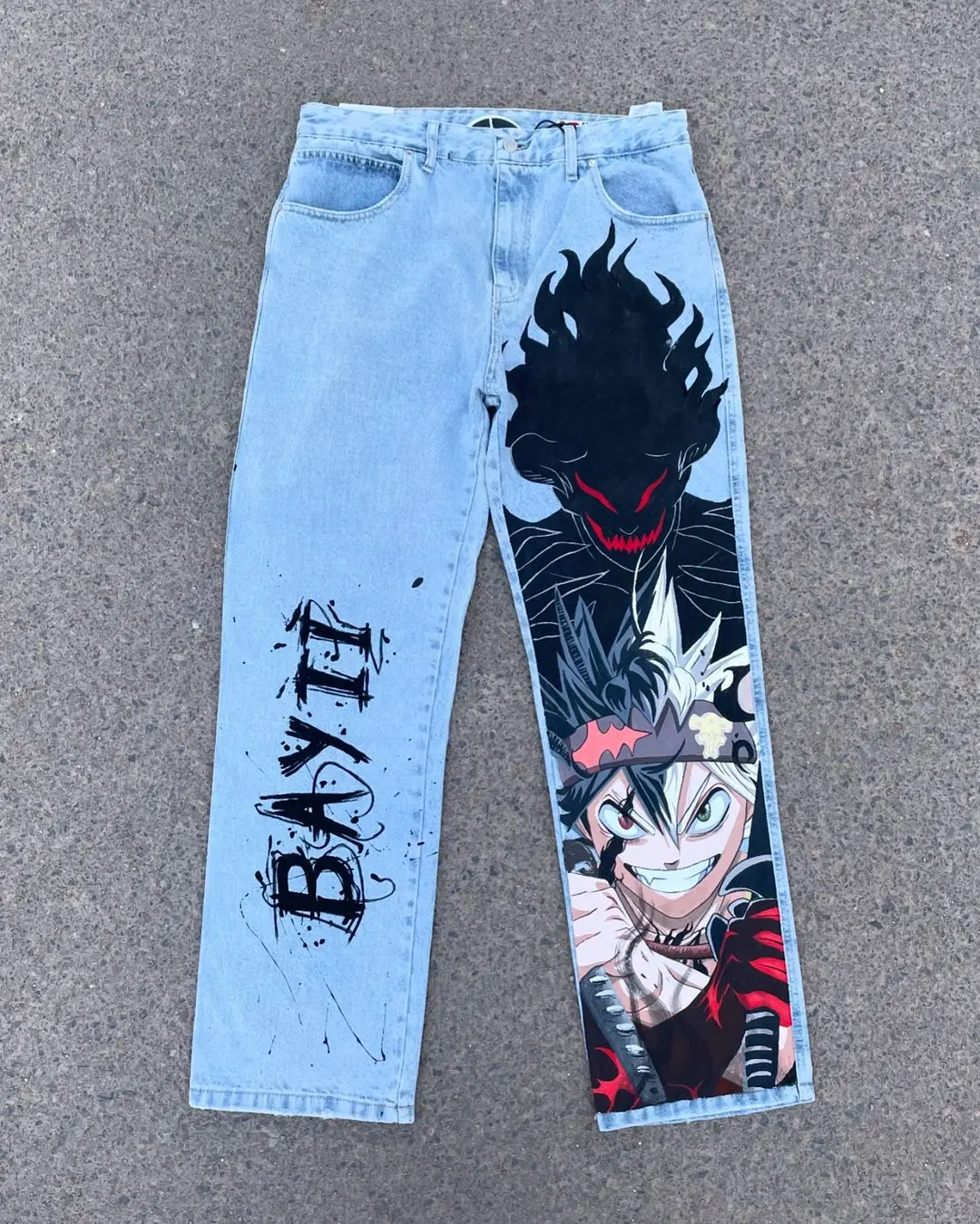 Harajuku Popular Anime Print Baggy Jeans for Men Women New Style Wide Leg Trouser Y2k Streetwear High Waist Pants Men Clothing 2