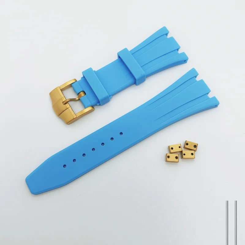 Blue Rubber Silicone Watch Band - Premium Strap Bracelet Accessories, No Logo