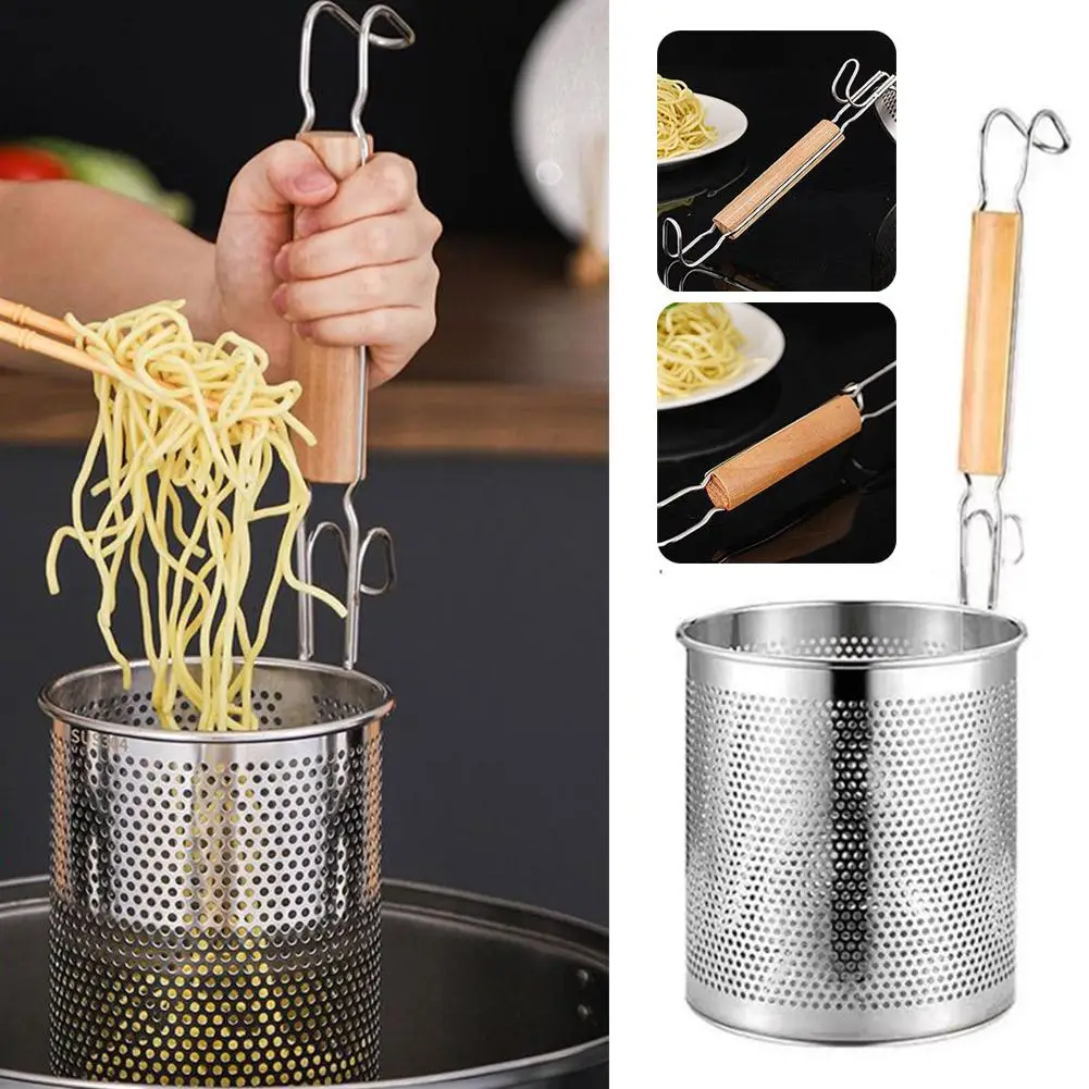 

Stainless Steel Colander Noodle Dumplings Vegetable Basket Tools Fries Spaghetti Strainer Mesh Kitchen Fryer Sink French U7f4