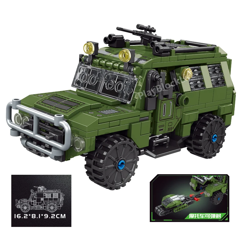 

WW2 Military Model Camouflage Armored Off Road Vehicle Equipment Accessories Building Blocks Bricks Toys Gifts