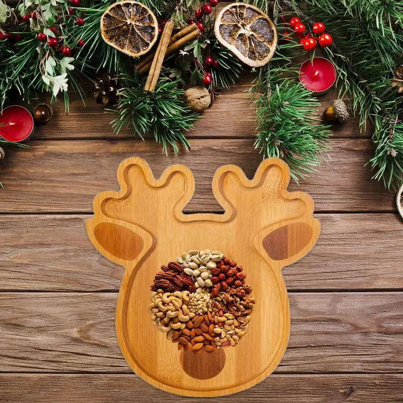 Wood Tray Christmas Decoration Christmas Dish Santa Tree Shape Charcuterie Tray Restaurant Dessert Board for Food Appetizers 5