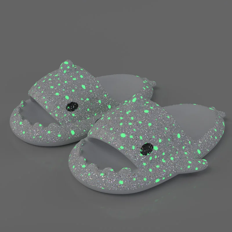 Summer Women's Fluorescence Shark Slippers Men Luminescent Thick-soled Slides Non-slip Flip Flops Couple Flat Shoes EVA Sandals 6