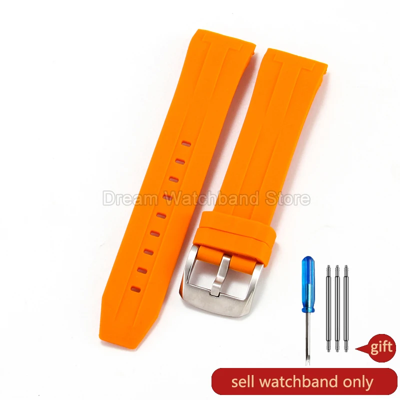 Durable Waterproof Blue Orange Black Silicone Watch Strap - 22mm Anti-Scratch