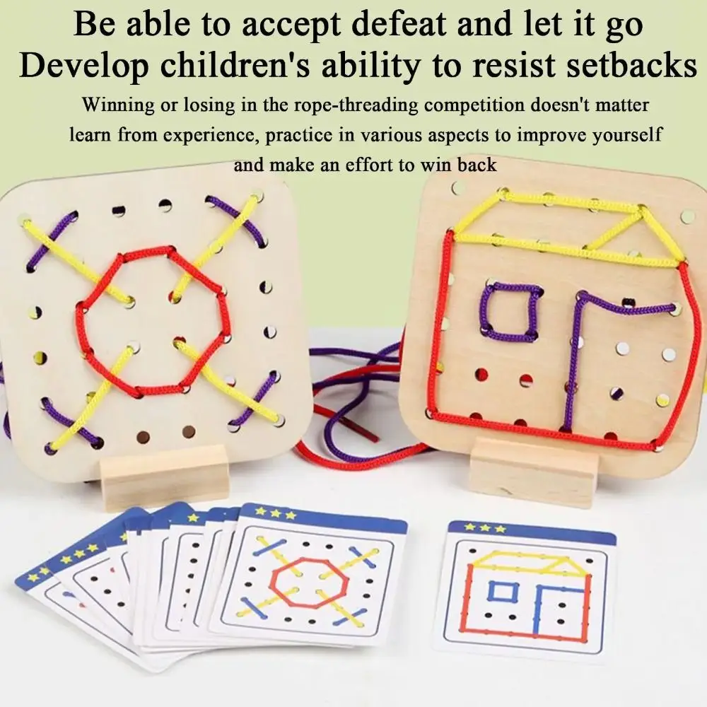 Creativity Montessori Wooden Rope Board Thinking Training Early Learning Graphical Educational Toys Interaction Fun