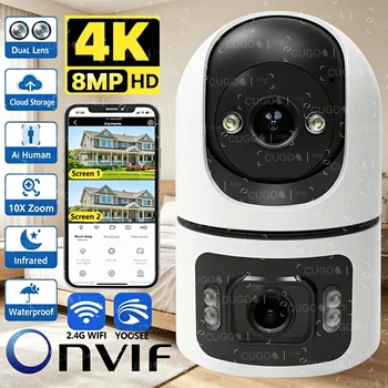 4K 8MP WiFi Surveillance Camera Dual Lens with Adjustable Bracket Two-Way Audio Onvif 10X Zoom Security Wireless Surveillance 1