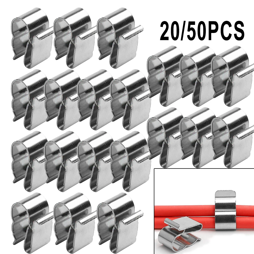 

20/50Pcs Cable Clip 13.85X10mm Solar Panel Wire Stainless Steel Cable Clamps For PV Wiring Boat For 2 X 6mm Cable