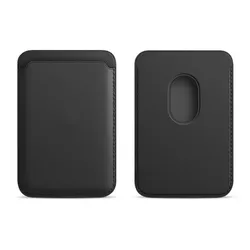 Magnetic Leather Wallet Card Holder Phone Accessory - Leather Wallet (Black)