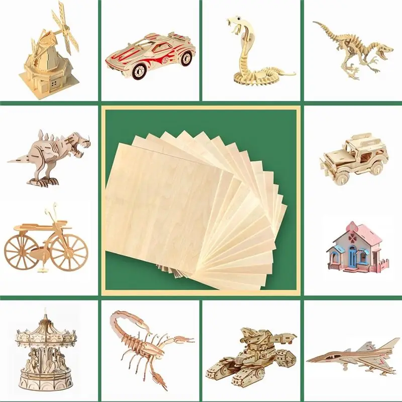 LIKE WISH 베이스우드 보드, 베이스우드 시트 합판 레이저 커팅용 부드러운 공예용 목재 보드, DIY 조립 모델 30X30x0.3Cm