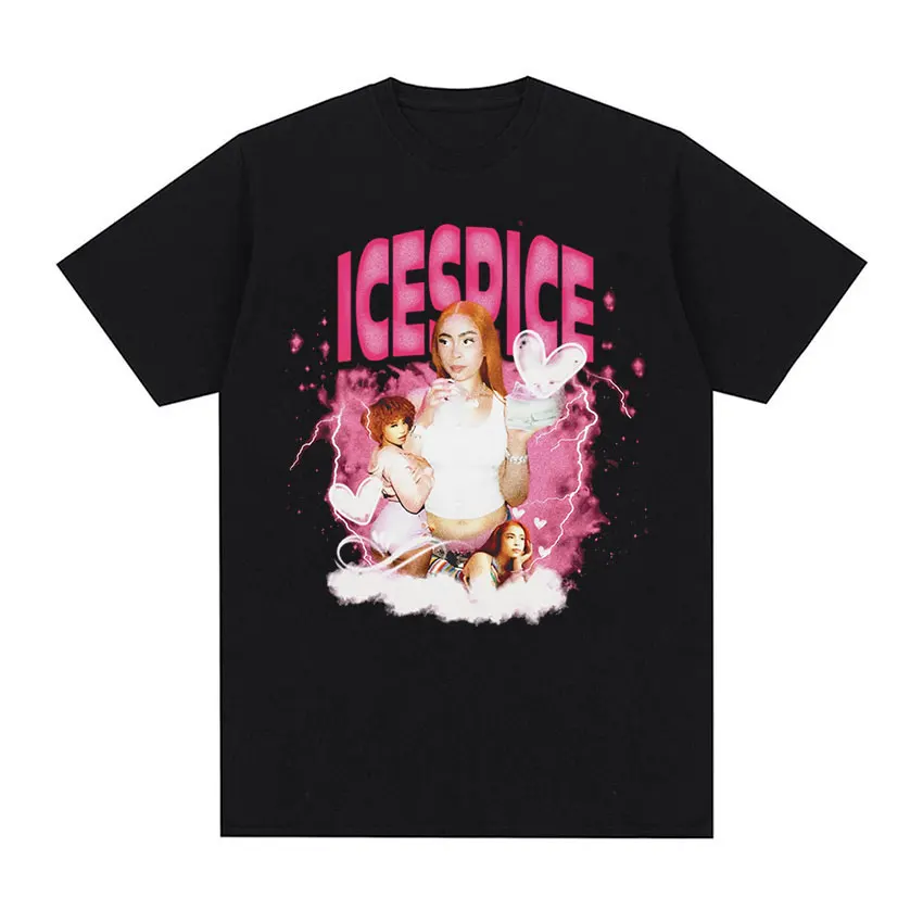 

Rapper Ice Spice Graphic T Shirt Men Women Retro High Quality fashion T-Shirts 100% Cotton Oversized T-shirt Hip Hop Streetwear