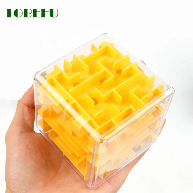TOBEFU 3D Maze Magic Cube Transparent Six-sided Puzzle Speed Cube Rolling Ball Game Cubos Maze Toys for Children Educational 2