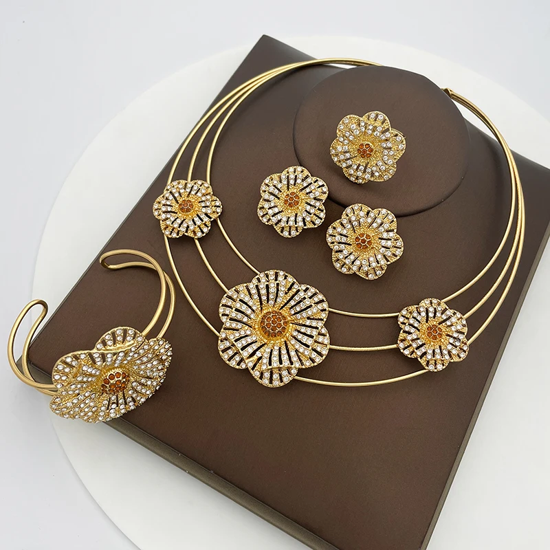 Women Gold Plated Jewelry Sets Womens Gold Color Jewelry Set