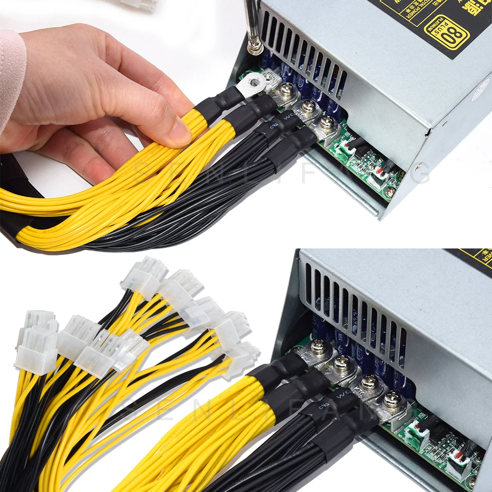 1/4 Pcs 6Pin PCIE Powers Connector 1200/1600W Output Wire For