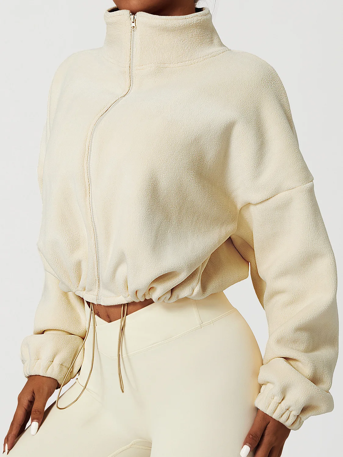 Loose Stand Collar Fce Lined Casual Jaet Stand Collar Oversize Soft Plu Women's Sweatirt Polyester Blend Fabric