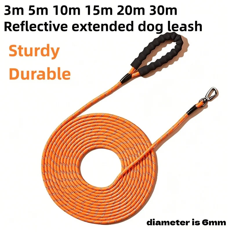 Reflective Nylon Dog Leash with Soft Padded Handle - Durable Training Rope
