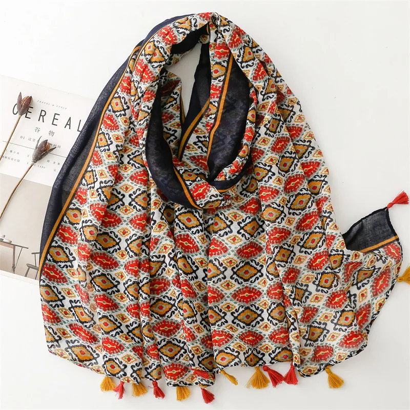 2024-newest-women-geo-printed-pattern-scarf-cotton-voile-scarf-shawls