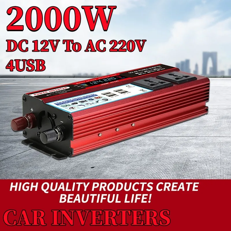 

500/1500/2000W Car Inverter DC 12V To AC 220V Modified Sine Wave Inverter Solar Power Converter 4USB
