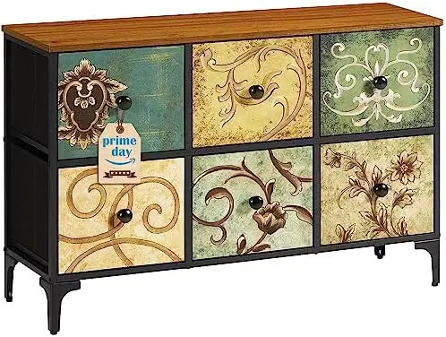 

6 Drawer Dresser for Bedroom, TV Stands with Chest Drawers, Wide Fabric Storage Drawer Unit for Living Room, Hallway, Kids, Nurs