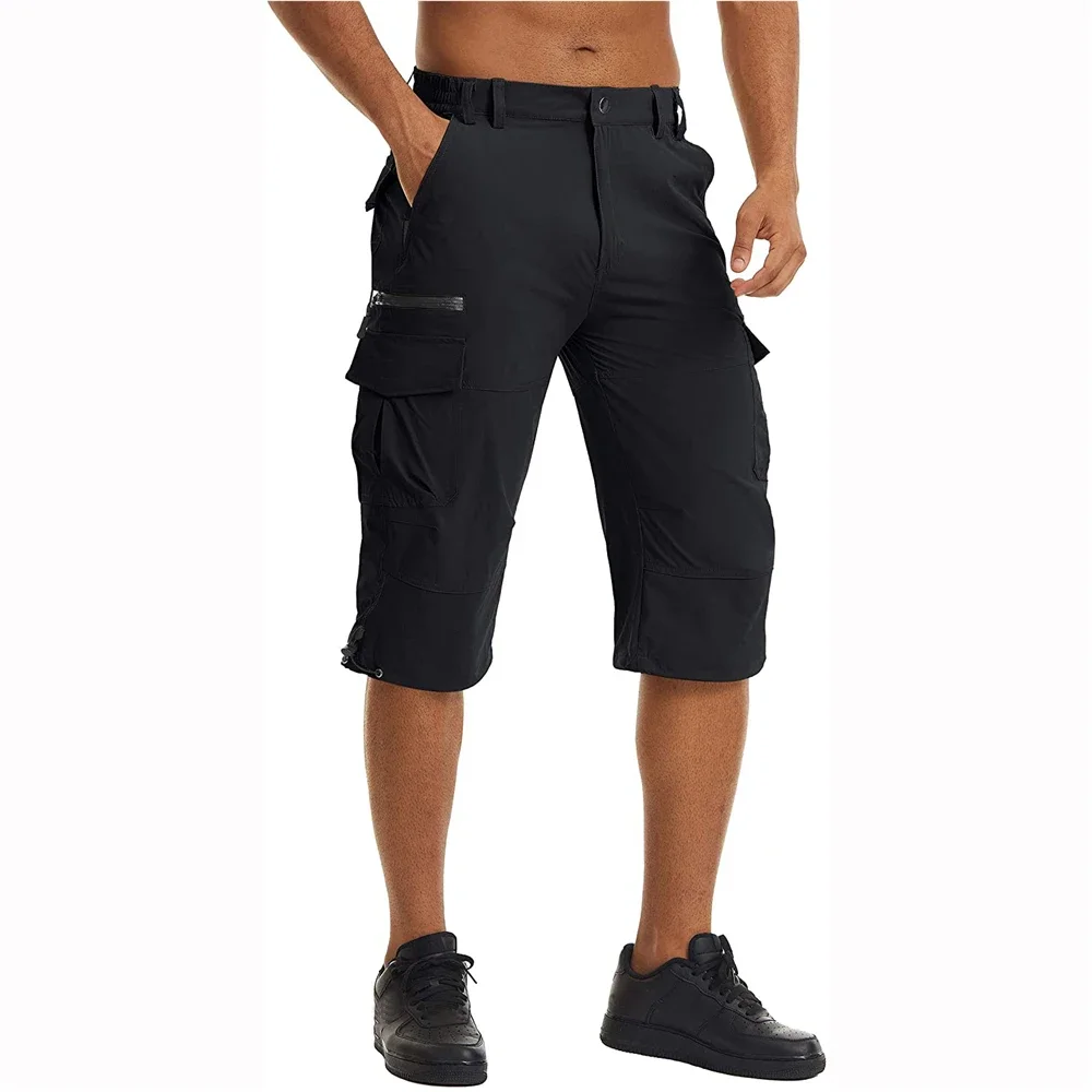 Men's Quick-Dry 3/4 Length Cargo Shorts with Multi-Pockets