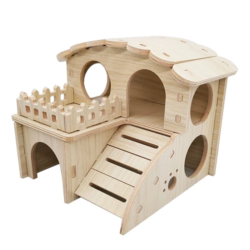 Hamster-Wooden-Hideout-House-Pet-Climbing-for-Play-Villa-Hideaway-Room ... - Mini Hideaways For Hamsters