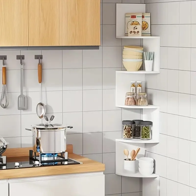 5-Tier Wall-Mounted Corner Shelf – Space-Saving Storage Organizer, White 5