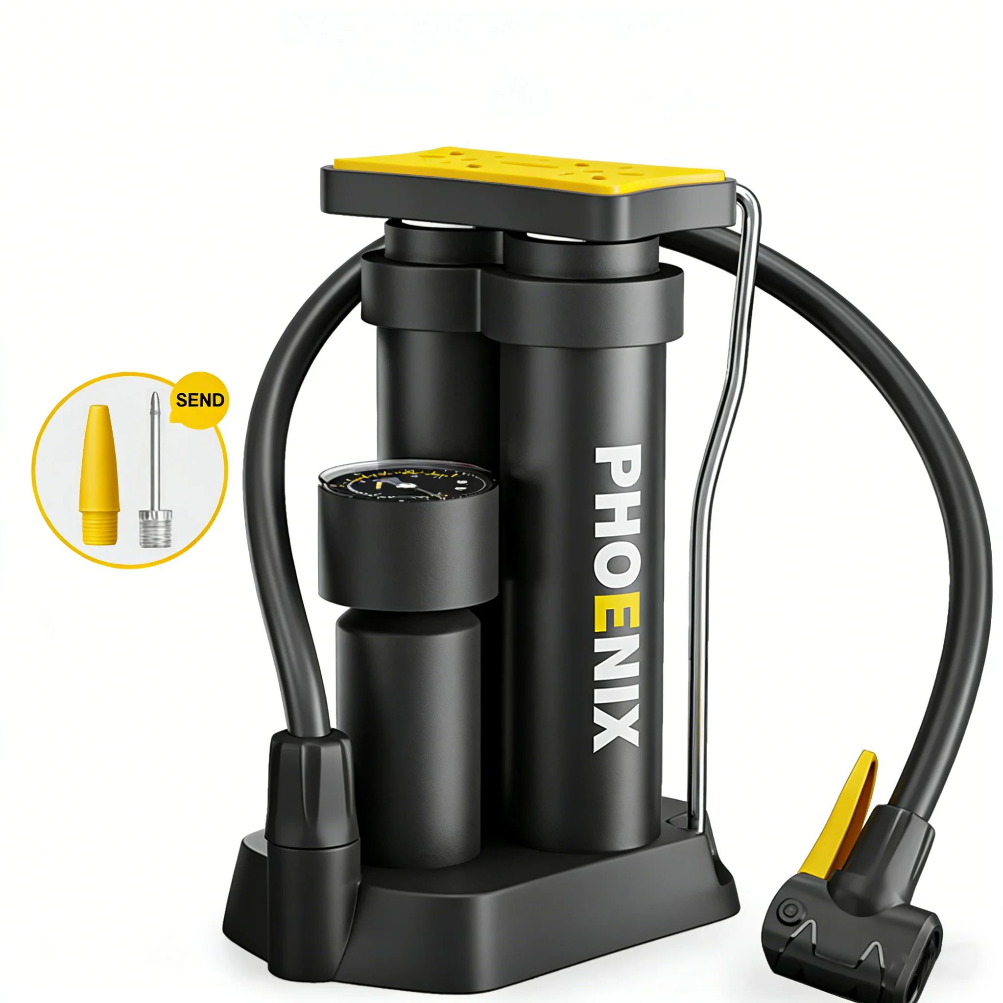 XUNTING Double cylindre vtt haute pression 150 PSI pompe à vélo Portable