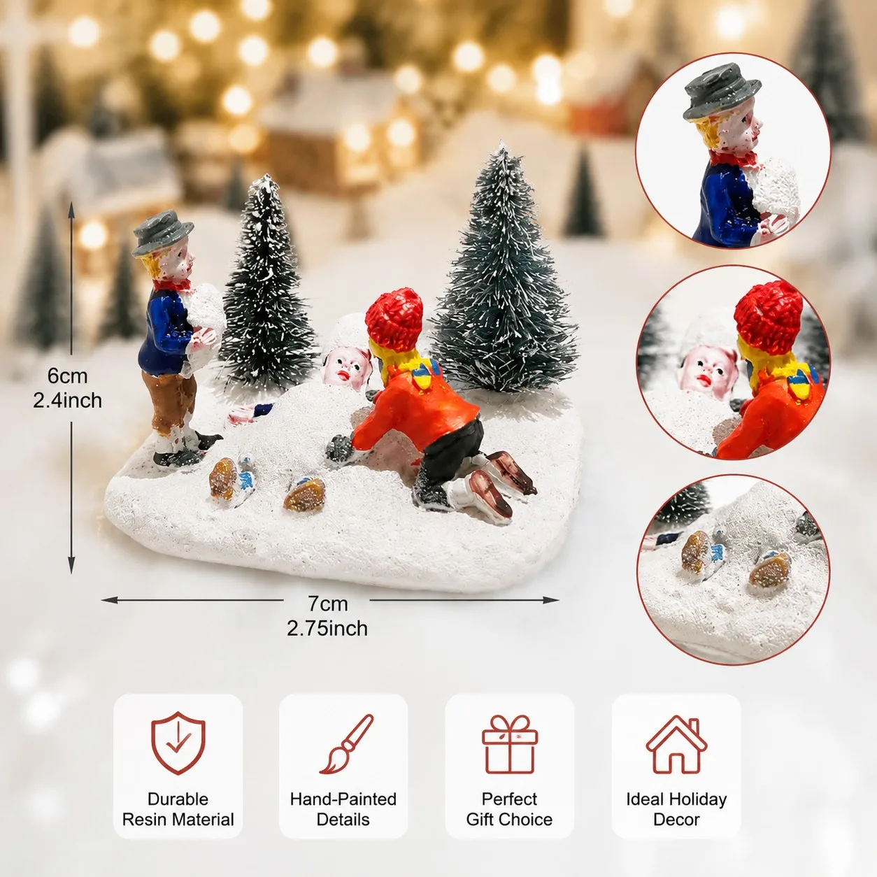 Festive Holiday Village Scene with Playful Children Figurines - Collectible Christmas Decoration