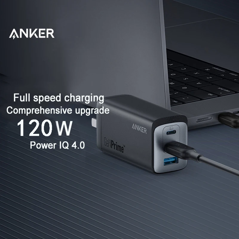 スマートフォン/携帯電話 バッテリー/充電器 Anker USB-C Charger, Anker 737 Charger GaNPrime 120W, 3-Port Fast Compact  Foldable Wall Charger for MacBook Pro/Air andMore