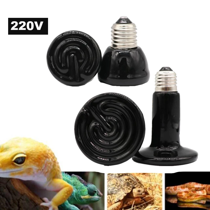Mini Pet Reptile Infrared Ceramic Heating Lamp 220V Heat Emitter Light Bulb 50W 75W 100W E27 Turtle Warm Bulbs D1