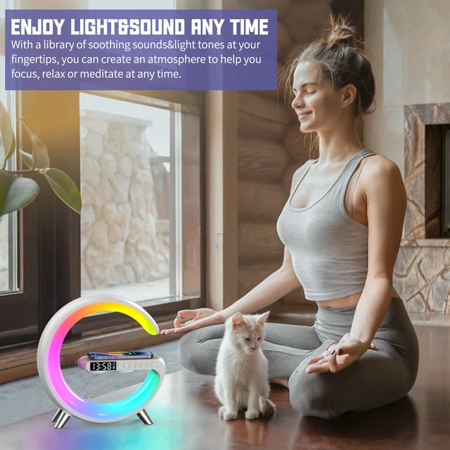 Led Alkalmazásvezérlés Rgb Éjszakai Könnyű Légköri Lámpák Digitális Ébresztőóra Hangszóró Vezeték Nélküli Töltő Gyermekek Alvó Hálószoba Dekoráció - Image 6