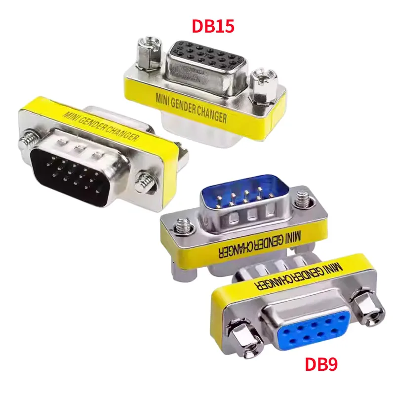 20Pcs 미니 데이터 케이블 젠더 체인저 DB9 DB15 VGA 15핀 포트 소켓 변환 플러그 컴퓨터 액세서리