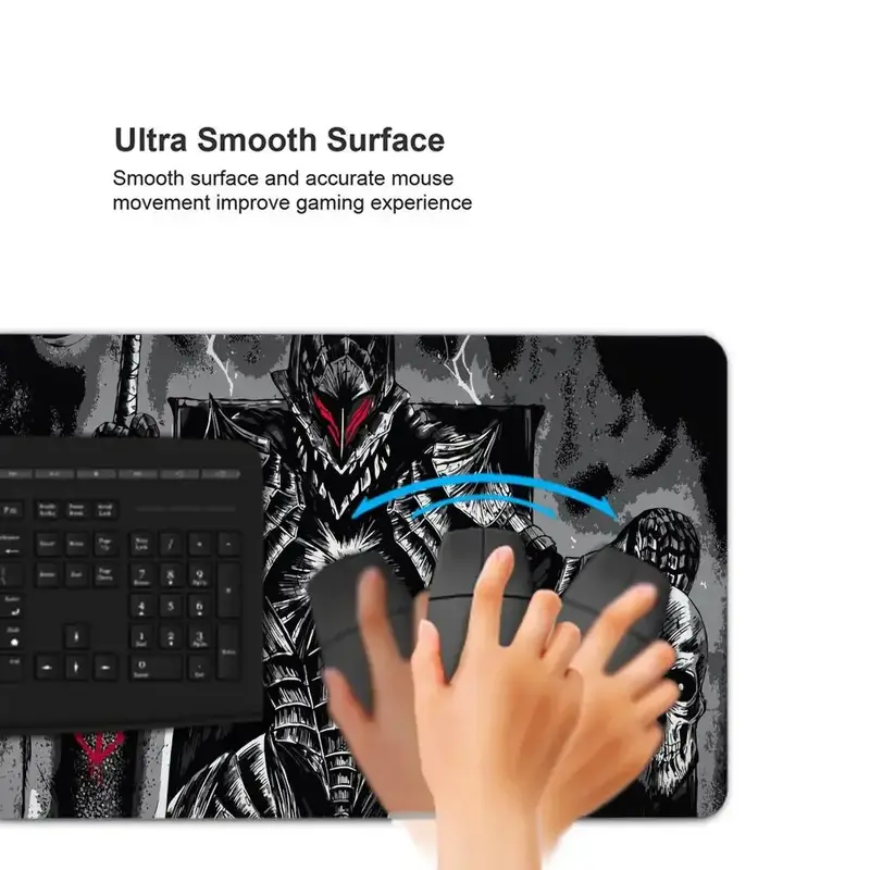 Black White Anime Mouse Pad Guts sword in berserk Gamer Mouse Mat Computer gaming Accessories Keyboard Laptop mouse Desk pad - Image 3