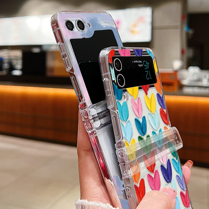 Clear Love Heart Pattern Phone Case - Hard Folding Back Cover