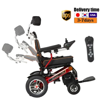 EU/USA stock sedia a rotelle elettrica pieghevole intelligente leggera a due batterie, sedia a rotelle elettrica per adulti motorizzata, più forte