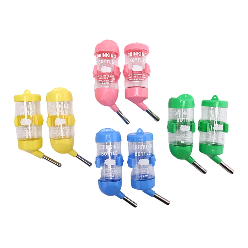 80ml Plastic Hamster Drinker Water Bottle Dispenser Hanging Pet Drinking Bottle Feeding Water Dispenser Pet Dog Accessories