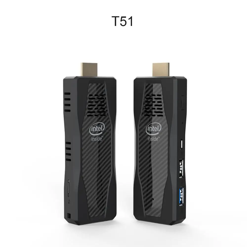 New developed T51 MINI PC Inte atom Z8350 quad core 4Gb/8Gb Ram 64GB/128GB ROM Protable Micro TV stick PC win10 All in one