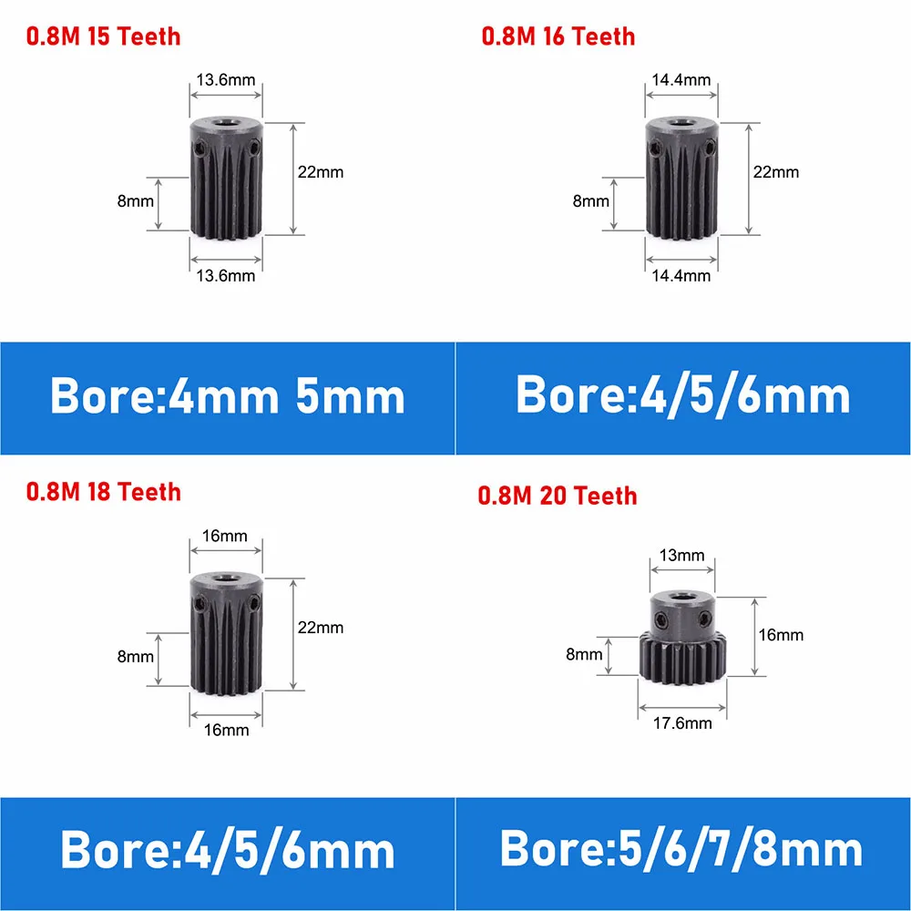 Pignon moteur RC 45 dents 6mm-12mm acier