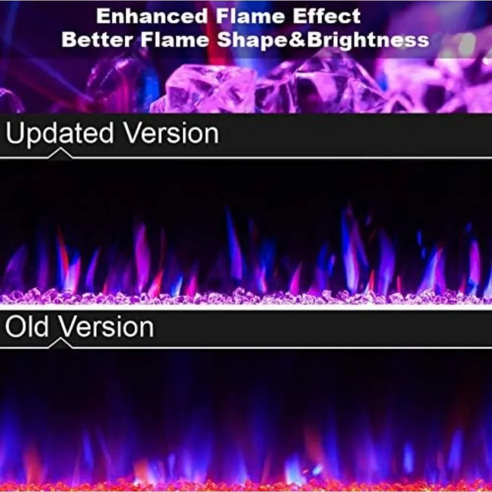 Electric Fireplace in-Wall Recessed and Wall Mounted 1500W Fireplace Heater and Linear with Timer/Multicolor Flames