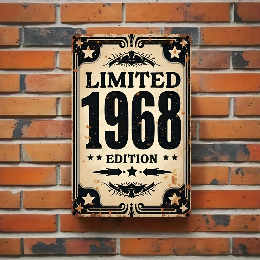 Vintage metalen wandkunstbord "Limited Edition 1968" - Rustieke retro decoratieve plaquette voor Man Cave, Garage, Cafe, Bar, Farmhou