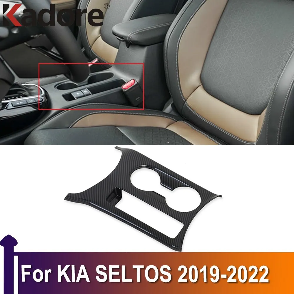 For Kia Seltos 2019 20202022 Carbon Fiber Trim Cup Holder Decorative